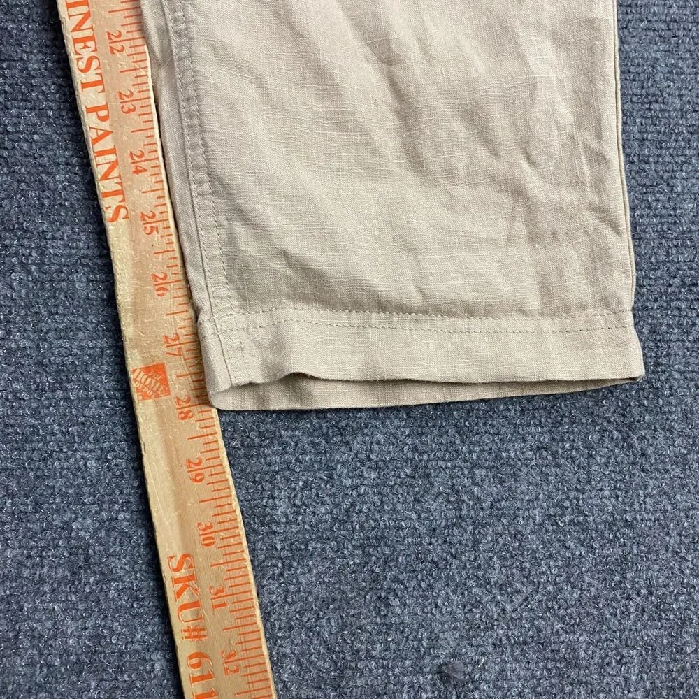 J Crew Pants Women's 2X Beige Jogger Taper Drawstring Linen Blend‎ NWT
